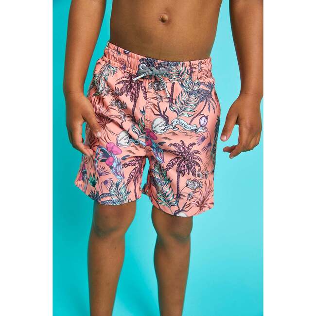 Palms Peach Swim Trunks, Orange - Swim Trunks - 2