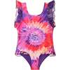 Bright Tie Dye Ruffle Swimsuit - One Pieces - 1 - thumbnail