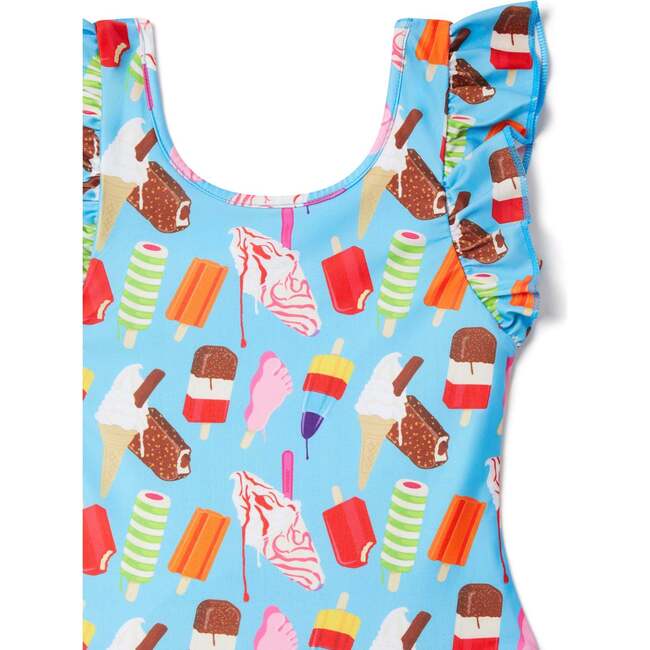 Ice Creams Ruffle Swimsuit, Blue - One Pieces - 3