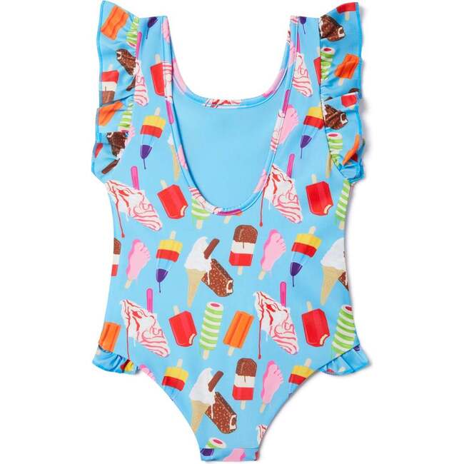 Ice Creams Ruffle Swimsuit, Blue - One Pieces - 4