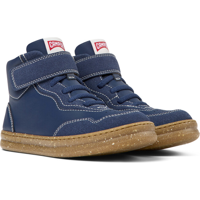 Runner Four Ankle Velcro Closure Leather Sneakers, Dark Blue - Sneakers - 2