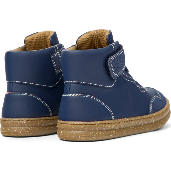 Runner Four Ankle Velcro Closure Leather Sneakers, Dark Blue - Sneakers - 5