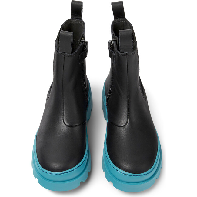 Brutus Contrast Base Leather Chelsea Ankle Boots, Black And Blue