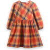 Girls' Long Sleeve Plaid Flannel Dress, Orange - Dresses - 1 - thumbnail