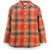 Boys Long Sleeve Flannel Check Shirt, Orange Plaid - Shirts - 1 - thumbnail