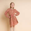 Long Sleeve Collar Dress with Velvet Tie, Vintage Pink - Dresses - 2