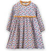 Toddler Long Sleeves Dress with Lace Trim, Mustard and Blue Floral - Dresses - 1 - thumbnail