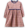 Toddler Long Sleeves Dress with Lace Trim, Red and Blue Check - Dresses - 1 - thumbnail