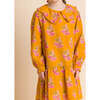 Wide Collar Long Sleeve Dress with Low Waist, Mustard and Pink - Dresses - 3