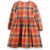 Girls' Long Sleeve Plaid Flannel Dress, Orange - Dresses - 4