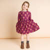 Girls' Long Sleeve Dress with Floral Motif, Purple & Red - Dresses - 3