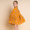 Smocked Long Sleeve Dress, Mustard and Pink - Dresses - 3