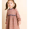 Toddler Long Sleeves Dress with Lace Trim, Red and Blue Check - Dresses - 2