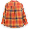 Boys Long Sleeve Flannel Check Shirt, Orange Plaid - Shirts - 4