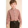 Boys Long Sleeve Check Shirt, Red and Blue - Shirts - 4