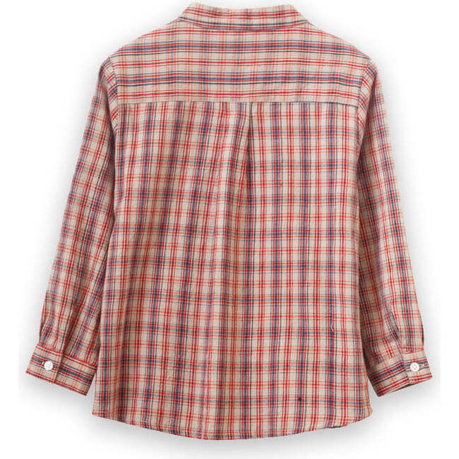 Boys Long Sleeve Check Shirt, Red and Blue - Shirts - 5