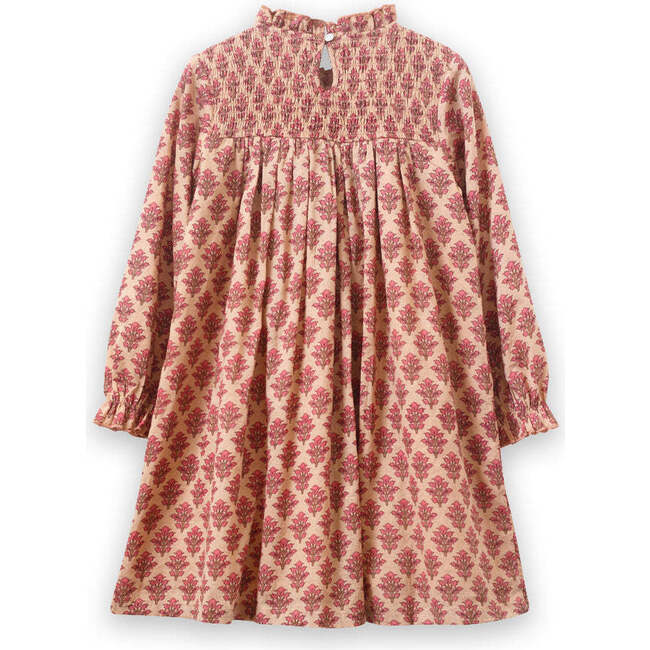 Smocked Long Sleeve Dress, Vintage Pink - Dresses - 5