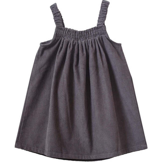 Toddler Pinafore Corduroy Dress with Embroidery, Gray & White - Dresses - 6