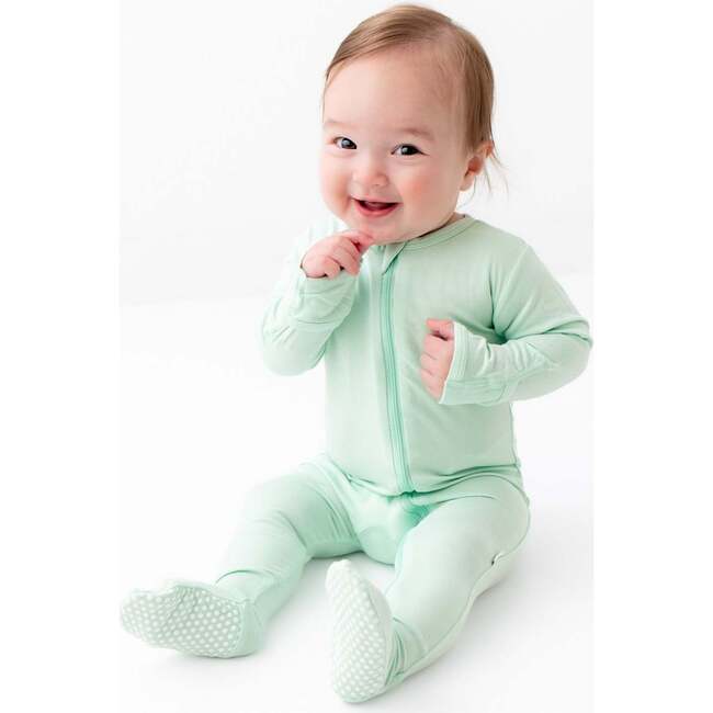 Zippered Footie, Green - Footie Pajamas - 2