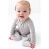 Zippered Footie, Light Gray - Footie Pajamas - 4