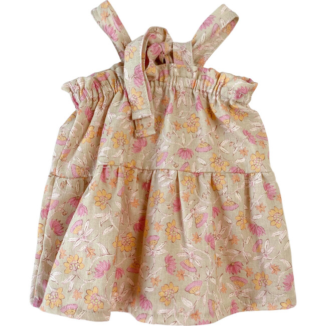 Linen Baby Dress, Floral Pistachio