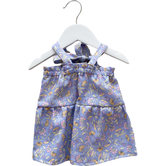Linen Baby Dress, Floral Blue
