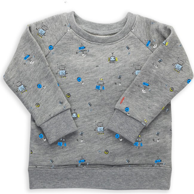 The Organic Pullover & Sweatpant Set, Heather Grey Neon Robots - Mixed Apparel Set - 2