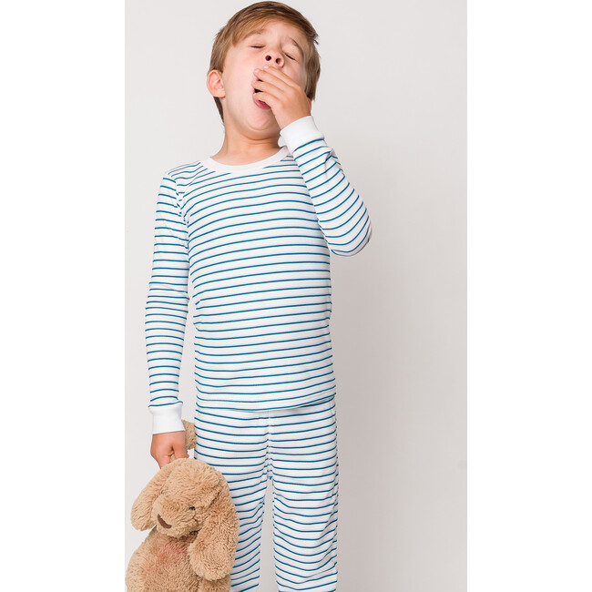 The Organic Long Sleeve Pajama Set, Conifer Stripe - Pajamas - 2