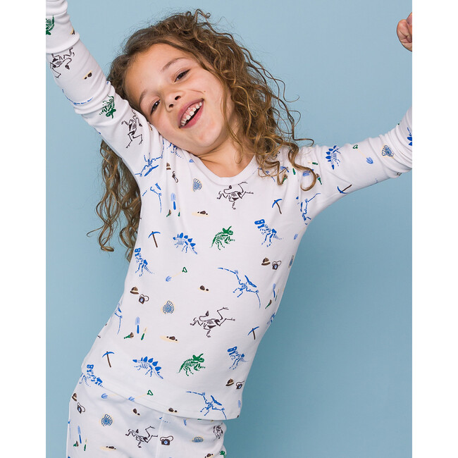 The Organic Long Sleeve Pajama Set, Dino Dig - Pajamas - 3