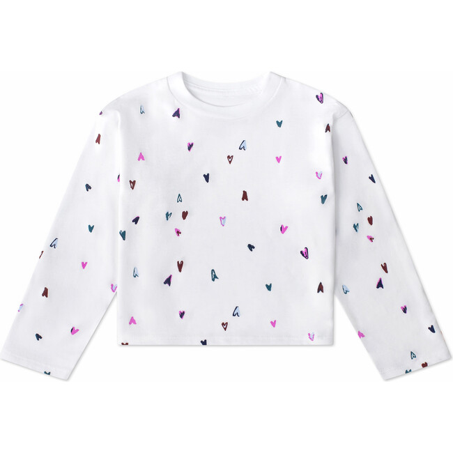 The Organic Long Sleeve Easy Tee, Jeweled Hearts - T-Shirts - 3