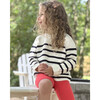 The Garter Stitch Sweater, Cream and Navy Stripe - Sweaters - 3