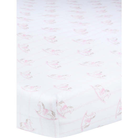 Pink Rocking Horse Crib Sheets,Pink