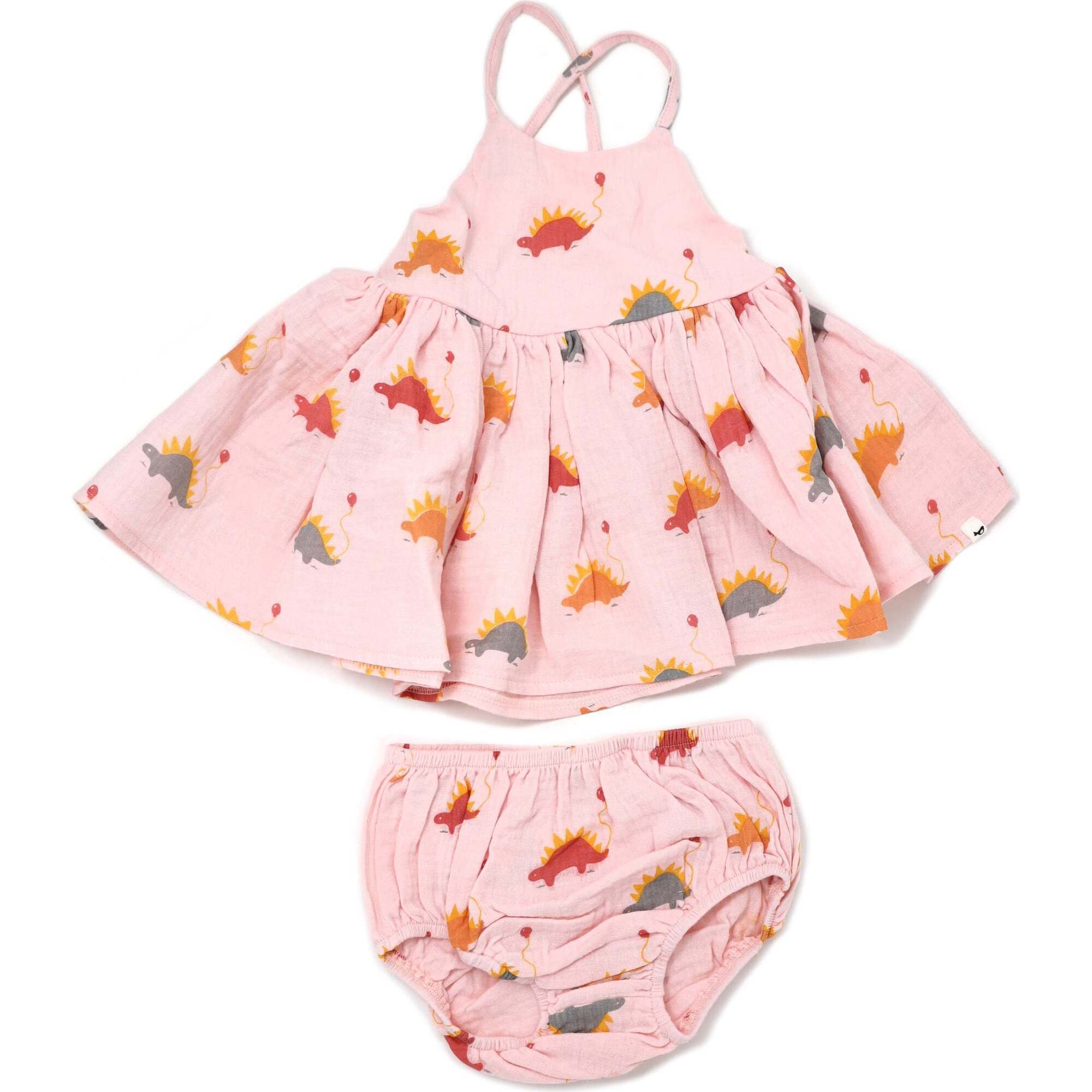Stegosaurus Party Gauze Party Dress, Pale Pink - Dresses - 1