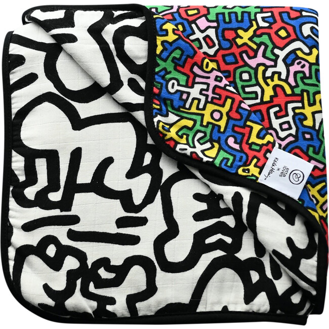 Etta Loves X Keith Haring Muslin Reversible Square Blanket, Multicolors