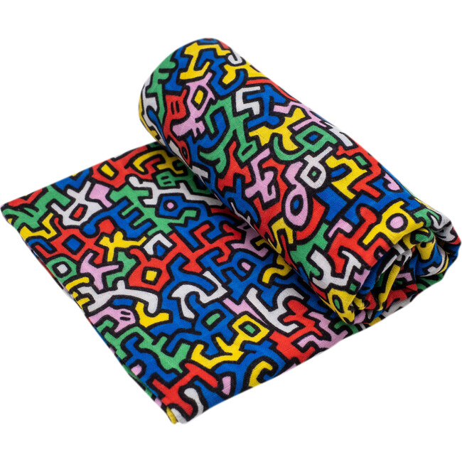 Etta Loves X Keith Haring XL 'Brazil' Print Muslin Multi-Purpose Square Blanket, Multicolors