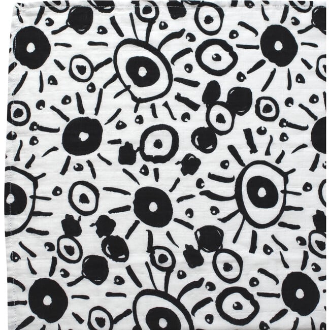 XL Eyes Print Muslin Multi-Purpose Square Blanket, Black And White - Swaddles - 3