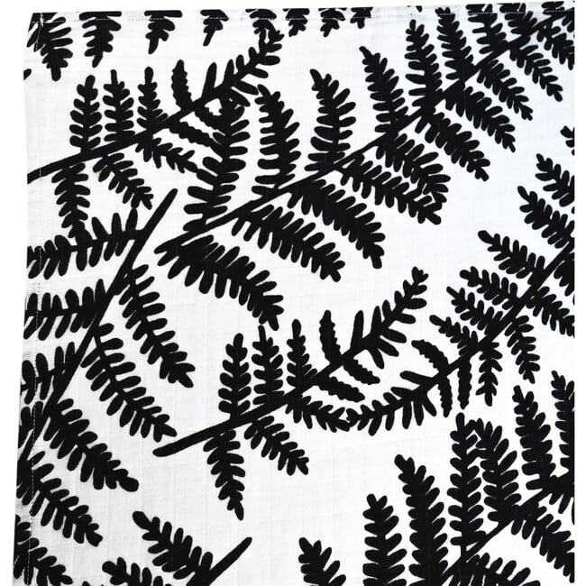 XL Fern Print Muslin Multi-Purpose Square Blanket, Black And White - Swaddles - 4