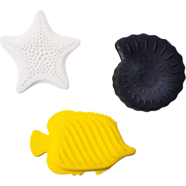 Natural Rubber Bath Toys, Yellow Black And White (Pack Of 3) - Bath Accessories - 4