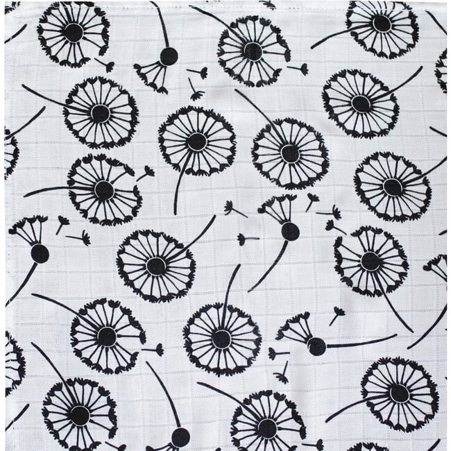 XL Dandelion Print Muslin Multi-Purpose Square Blanket, Black And White - Swaddles - 4