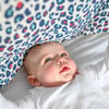 XL Leopard Print Muslin Multi-Purpose Square Blanket, Blue And Pink - Swaddles - 5