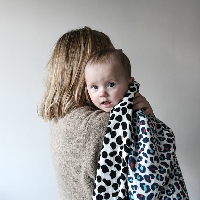 Animal Print Muslin Triple-Layer Reversible Blanket, Blue, Black And White - Other Accessories - 4