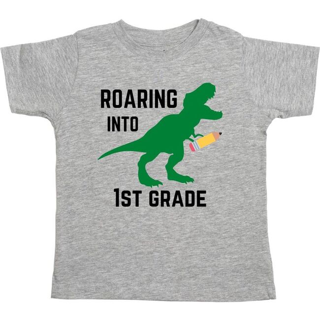 Roaring Into First Grade Short Sleeve T-Shirt, Grey