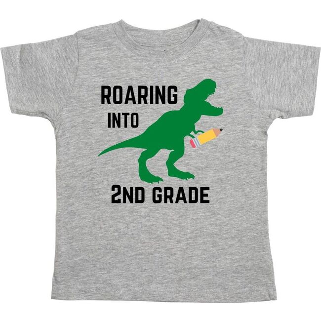 Roaring Into Second Grade Short Sleeve T-Shirt, Grey