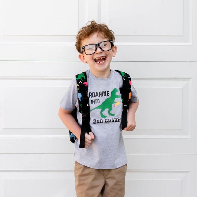 Roaring Into Second Grade Short Sleeve T-Shirt, Grey - T-Shirts - 2