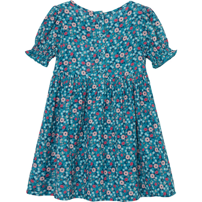 Popcorn Smocking Dress, Blue - Dresses - 2