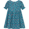 Popcorn Smocking Dress, Blue - Dresses - 2