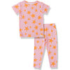 Stars Pajama Set, Pink - Pajamas - 1 - thumbnail