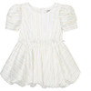 Baby Metallic Bubble Dress, White - Dresses - 1 - thumbnail