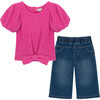 Sweater & Denim Set, Pink - Sweaters - 1 - thumbnail