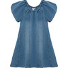 Bubble Sleeve Dress, Denim - Dresses - 1 - thumbnail